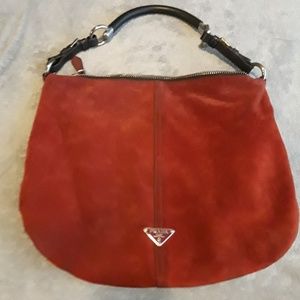 Red suede Prada bag (used)